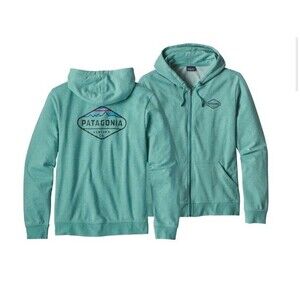 Patagonia Fitz Roy Crest Full Zip Hoodie Ventura Men’s Medium Teal Mogul Blue